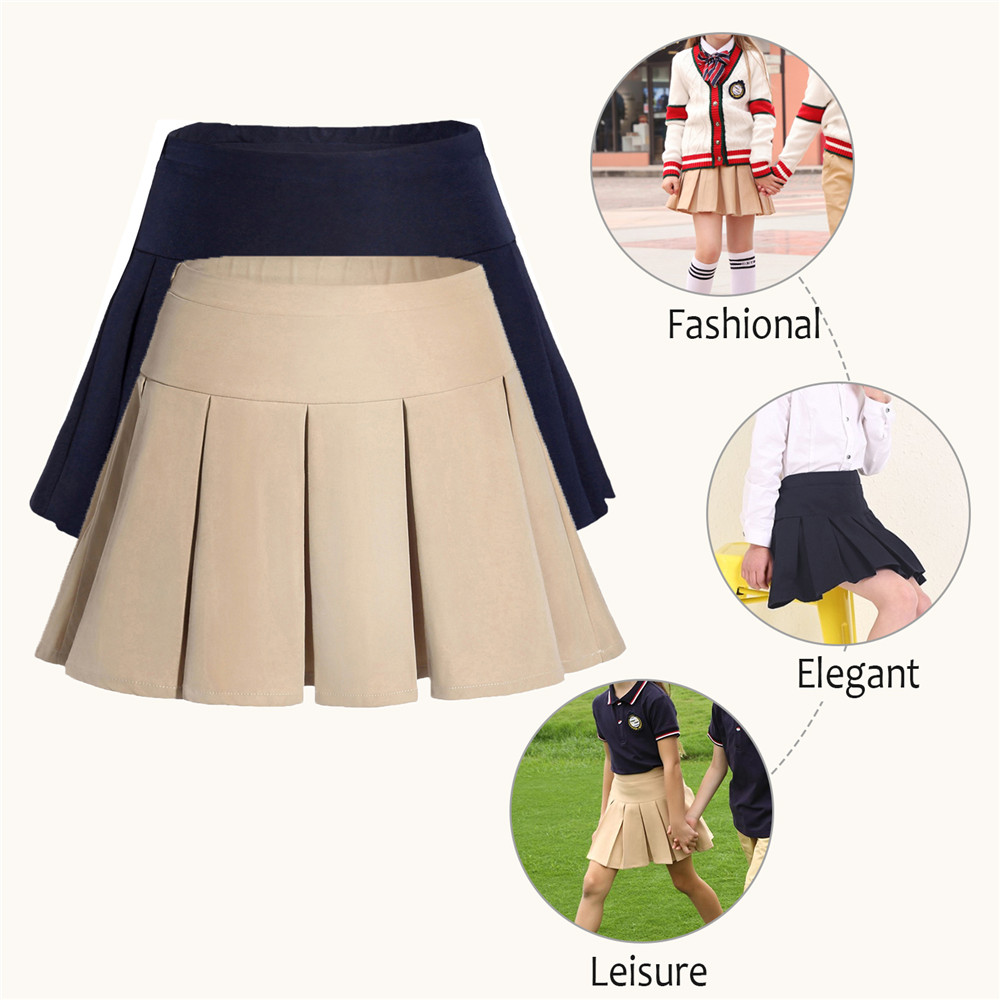 GAZIAR School Uniform Skirt for Girls Pleated Skort Kids Adjustable Waist Skater Skirt 